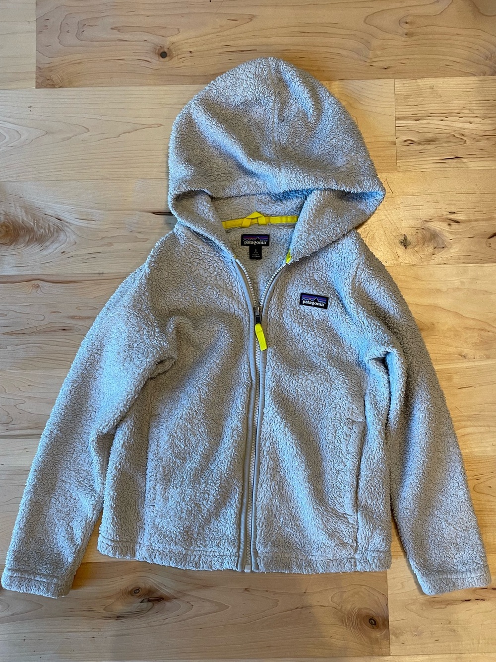 Patagonia Girls Los Gatos Hoody Fleece Jacket Light Gray Size S 7-8